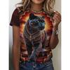 Women's Animal Print Top Casual Versatile Short Sleeve Fashion Crew Neck Breathable T-Shirts Women’s