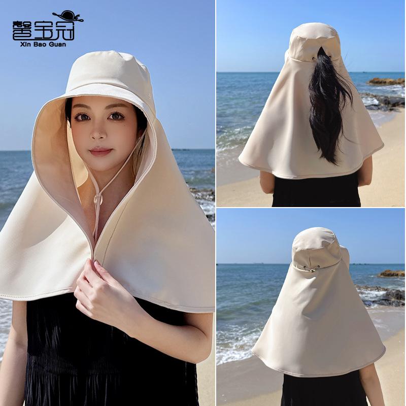 New Shawl Neck Protection Integrated Sun Hat Children Summer Outdoor Riding Face Cover Sun Protection Bucket Hat 8517