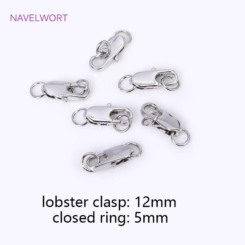 Brass 18K Gold Plated 10/12mm Lobster Clasps Claw Hooks With Closed Rings,Accessories For Jewelry,DIY Accessories Wholesale
