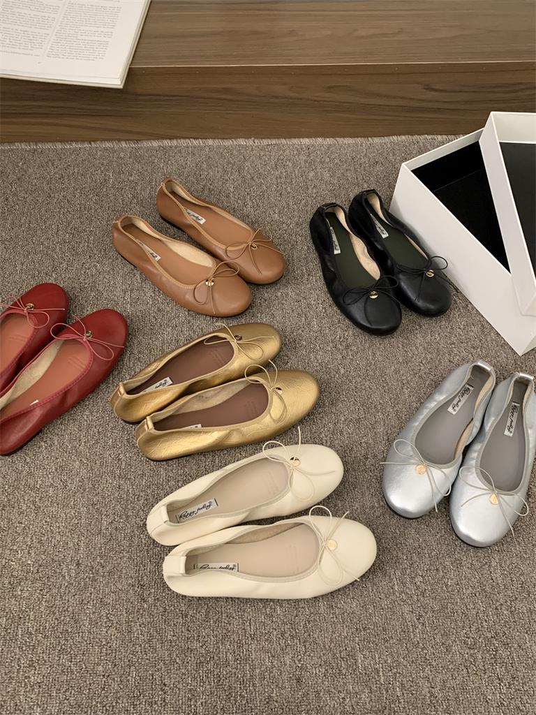 IPPEUM Women Ballerina Shoes Satin Round Toe Mary Janes Ballet Flats