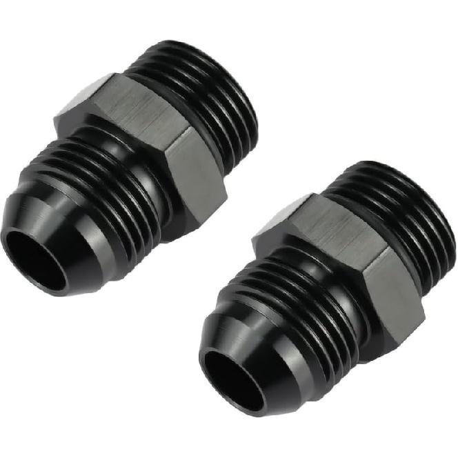 Ucreative 8AN Flare To 6AN ORB Male Fuel Rail Adapter Fitting Black 2Pcs