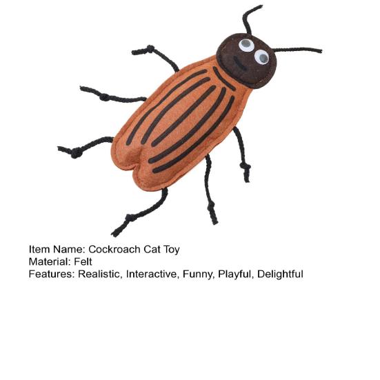 Plush Cockroach Cat Chew Toy Interactive Catnip Cat Self Play Toy Realistic Cockroach Shaped Felt Cat Toy for Indoor Cats Kittens
