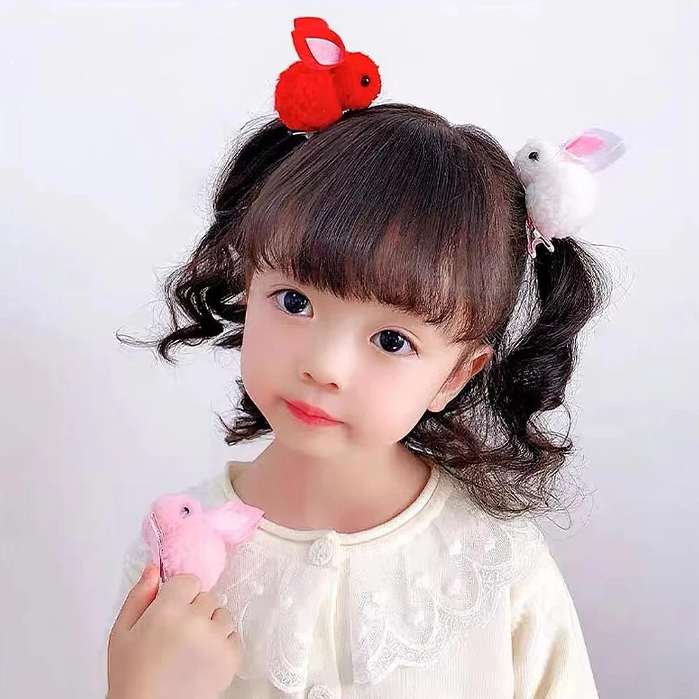 Rabbit Plush Hairpin 3D Hair Clip Adorable Bunny Hair Clip Children