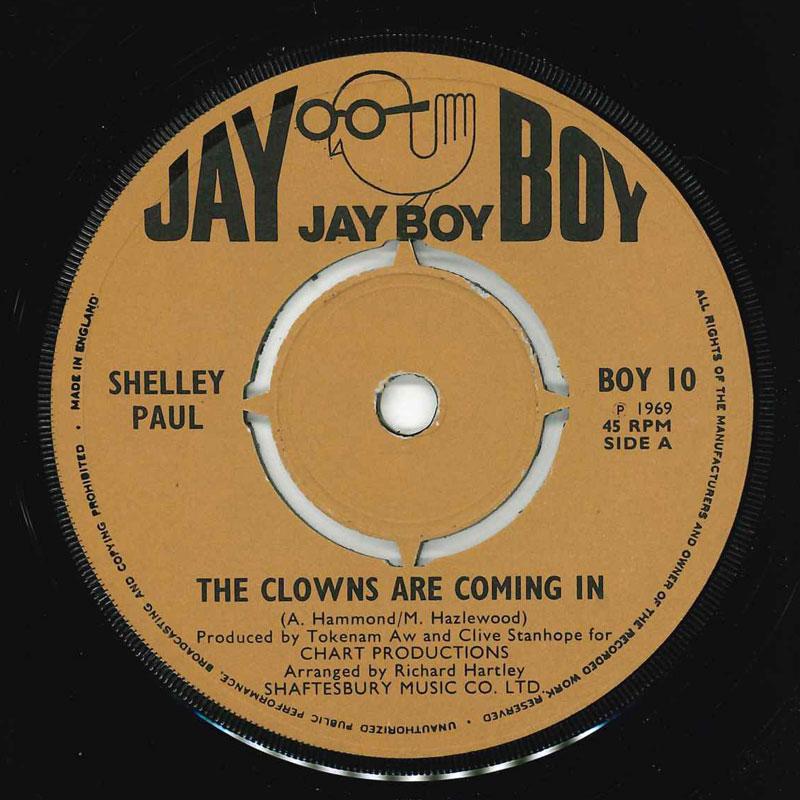 

7inch Record SHELLEY PAUL The Clowns Are Coming In BOY10 Jay Boy 1969 UK Pop Used