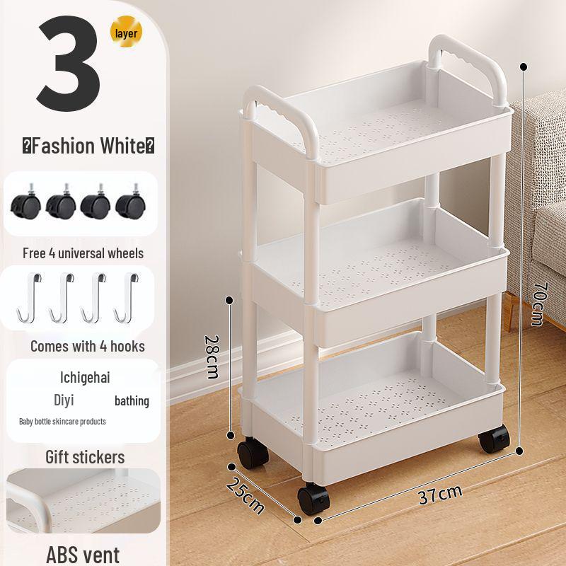 Multi-Layer Narrow Gap Floor-Standing Kitchen and Bathroom Storage Rack