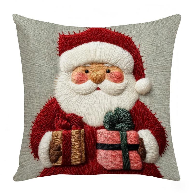 45Cm Grey Red Christmas Pillowcase Cartoon Santa Snowman Elk Sofa Cushion Cover Home Bed Car Decor Merry Christmas
