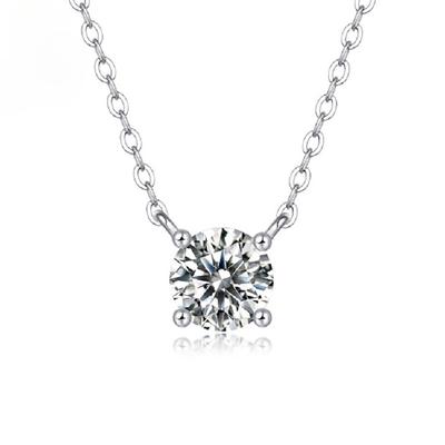 S925 Silver My Heart Eternal Pendant Moissanite Four-Claw Necklace Collarbone Chain