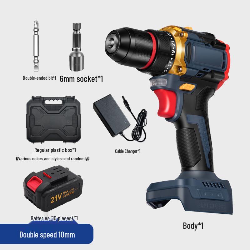 Cross 21V Lithium Battery Hand Drill Screwdriver - Multifunctional Electric Impact Tool