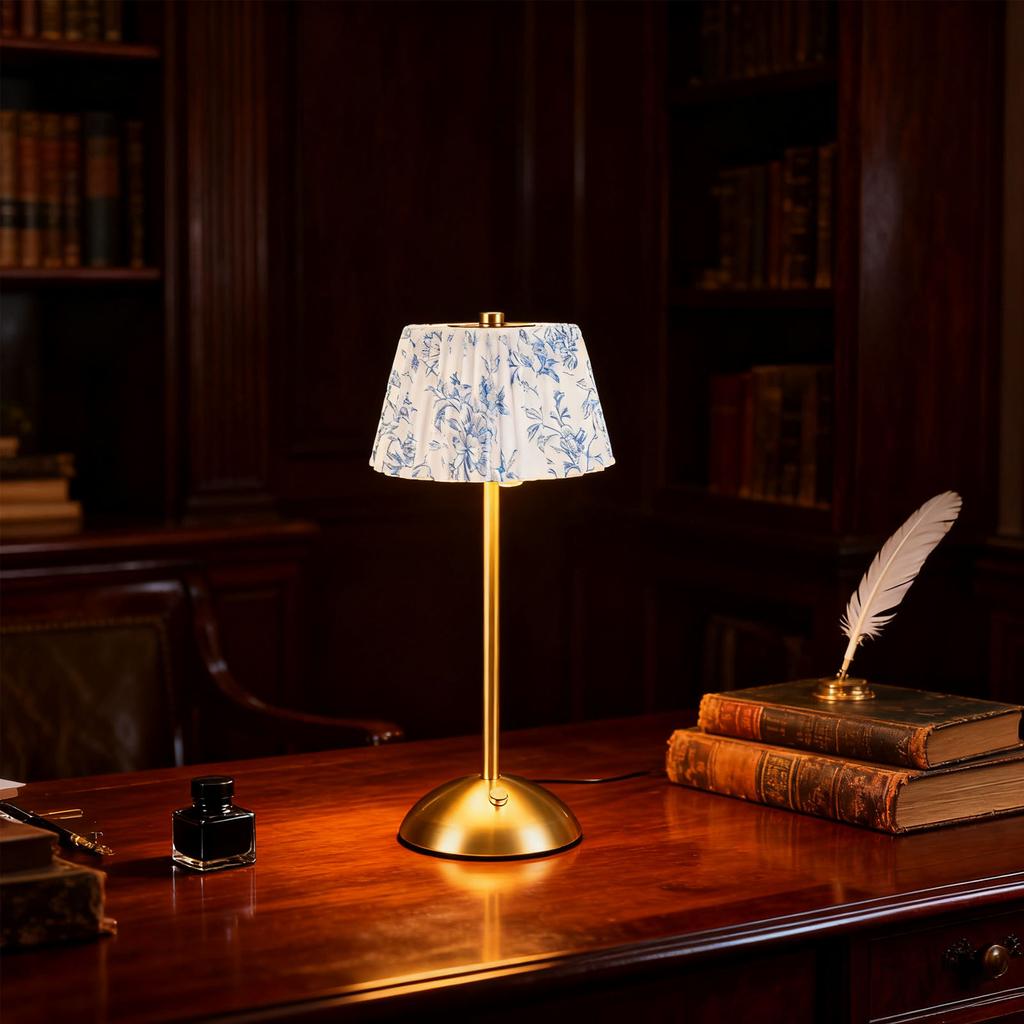 Pleated Table Lamp Cordless Touch Control   1200mAh Rechargeable Battery Operated Nightstand Lamp for Bedroom Living Room