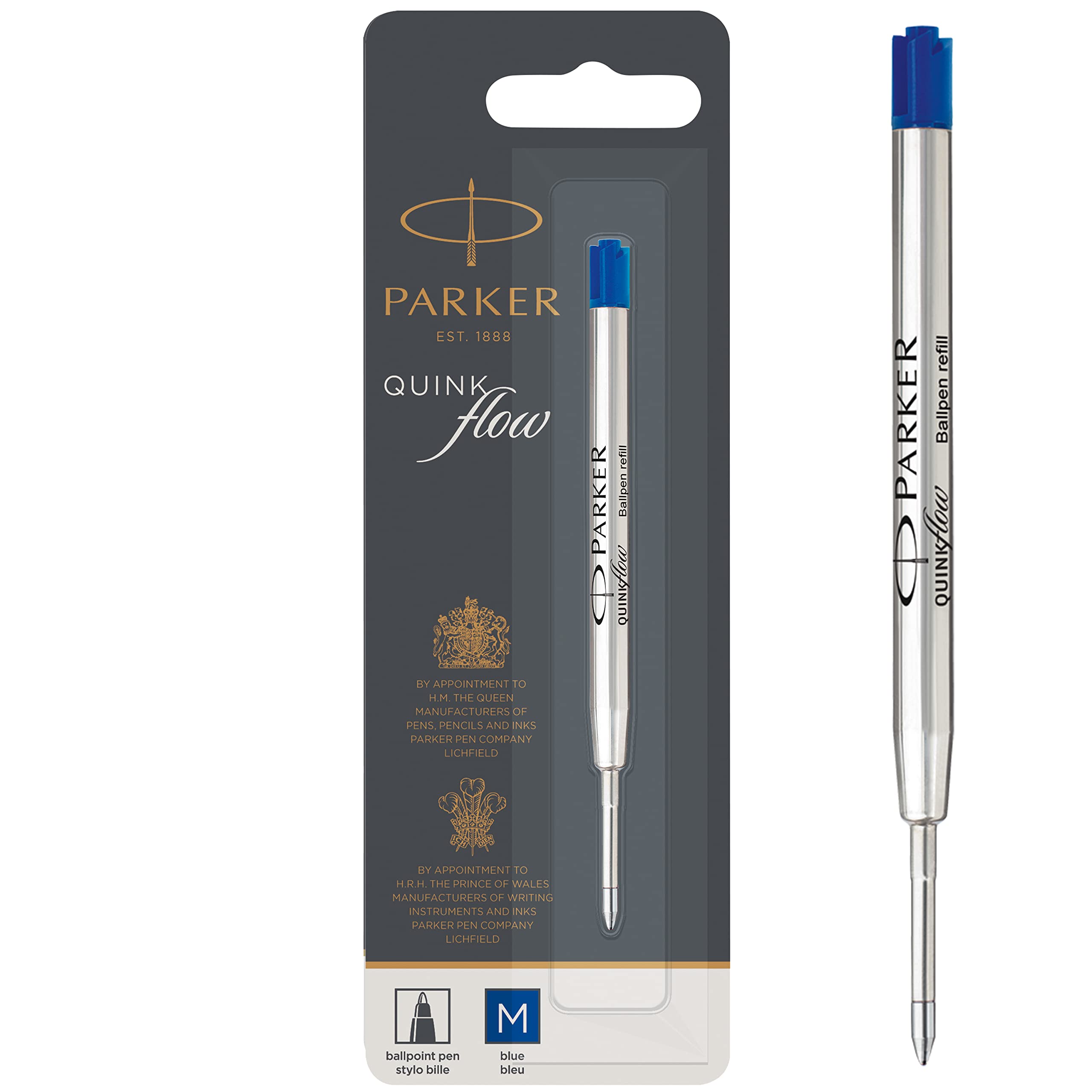 Шариковая ручка Parker Quinkflow Medium Набор из Item 1950371 S0909480 Сменный стержень, Синий, (1.0mm), 3, № синий