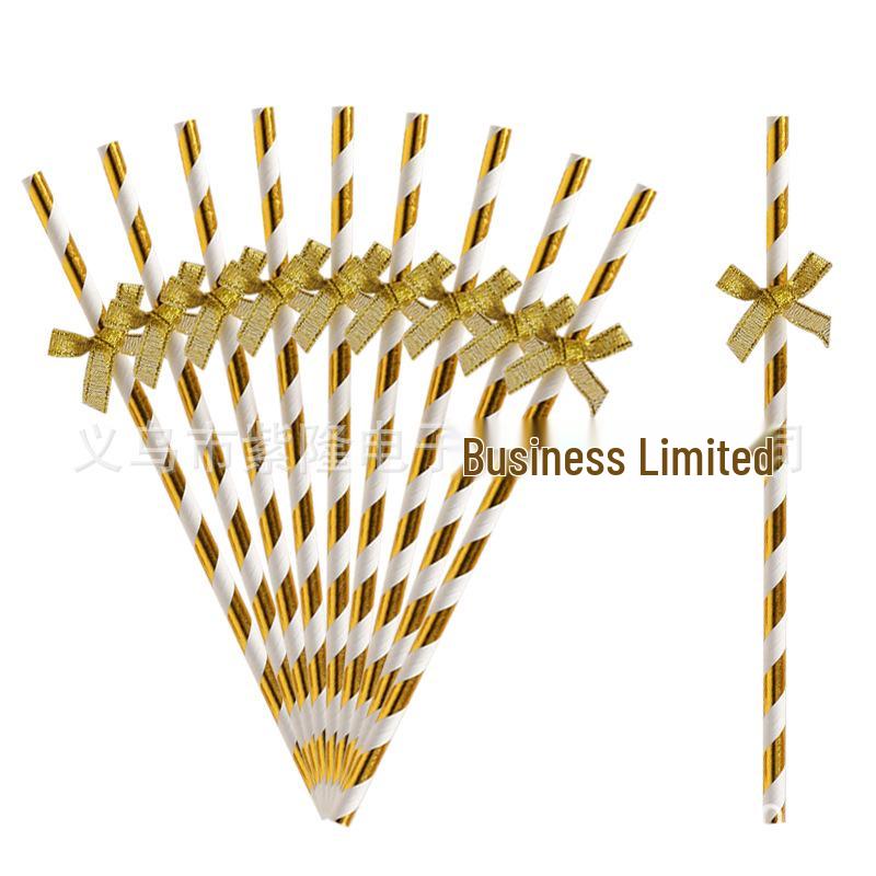 Disposable Paper Straw Bow for Children's Birthday Cupcake Decoration