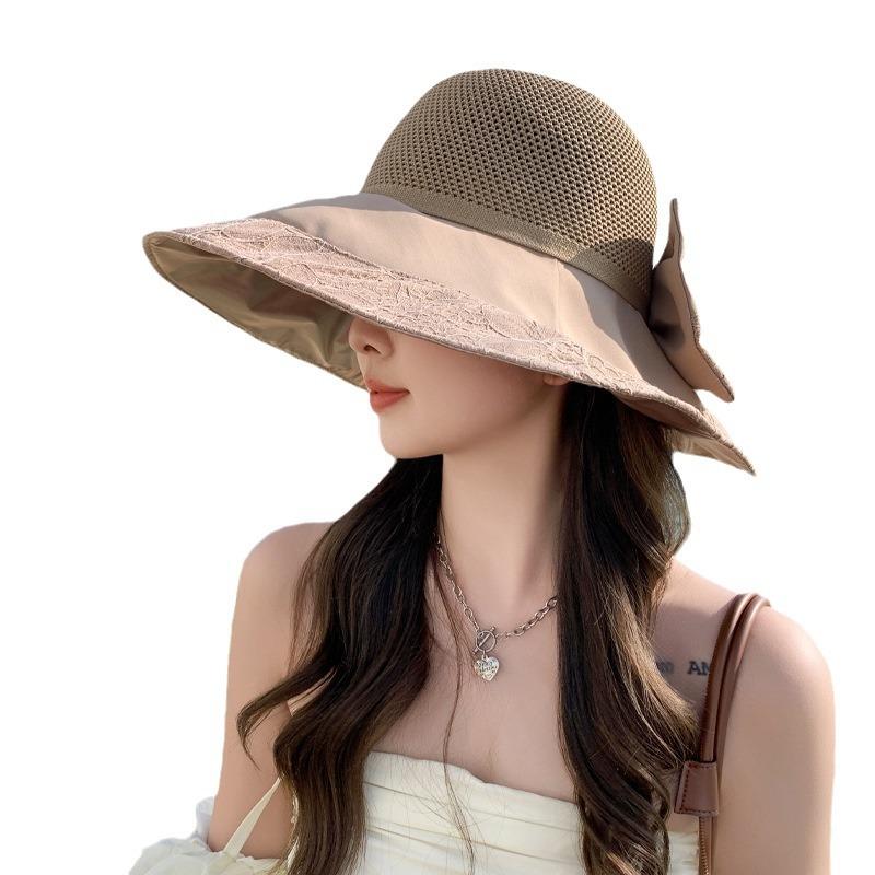 New Hat Women's Knitted Mesh Breathable Bucket Hat Lace Lace Sunscreen Sun Hat Summer Sun Hat