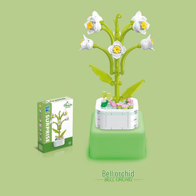 Kids' Educational Interlocking Building Blocks - Flower Potted Plant (Rose & Epiphyllum) Compatible with Top Building Block Models