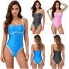 Satin Color Block One Piece Swimsuit for Women Square Neck Adjustable Straps Bathing Suit with Edges Design for Pool Summer