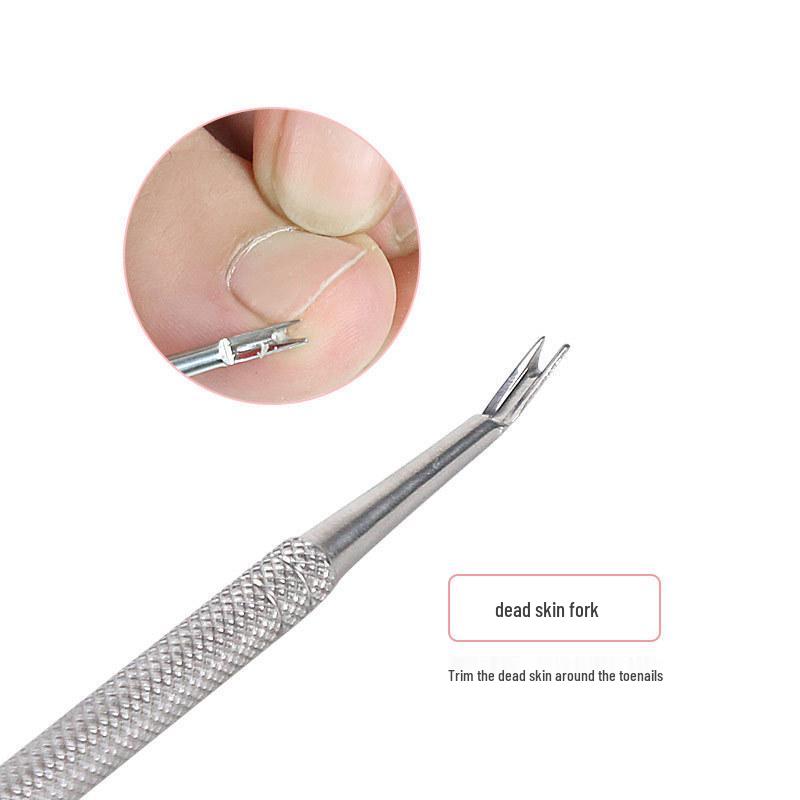 Double-Ended Stainless Steel Cuticle Fork and Groove Cleaner Tool