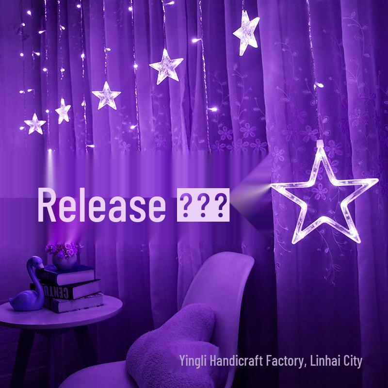 LED Star String Lights: 6 Large & 6 Small Stars for Christmas, Festival Decor, Five-Pointed Curtain Lights for Weddings & Events