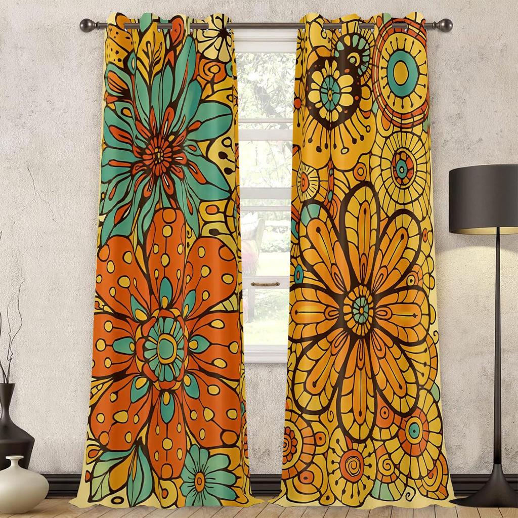 Bohemian Pattern Blackout Curtains, Custom-Made with Your Image, High-Precision Sun Protection, Thickened Polyester.