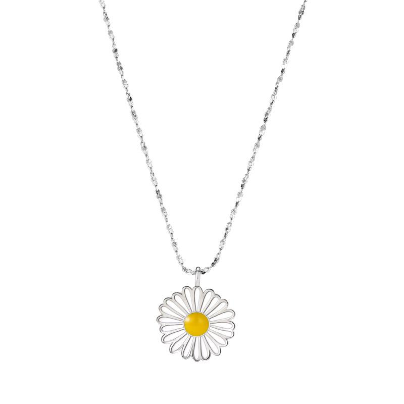 Compact Daisy Necklace Female Mori Compact Fresh Korean Version Delicate Compact Ins Wind Flower Epoxy Necklace