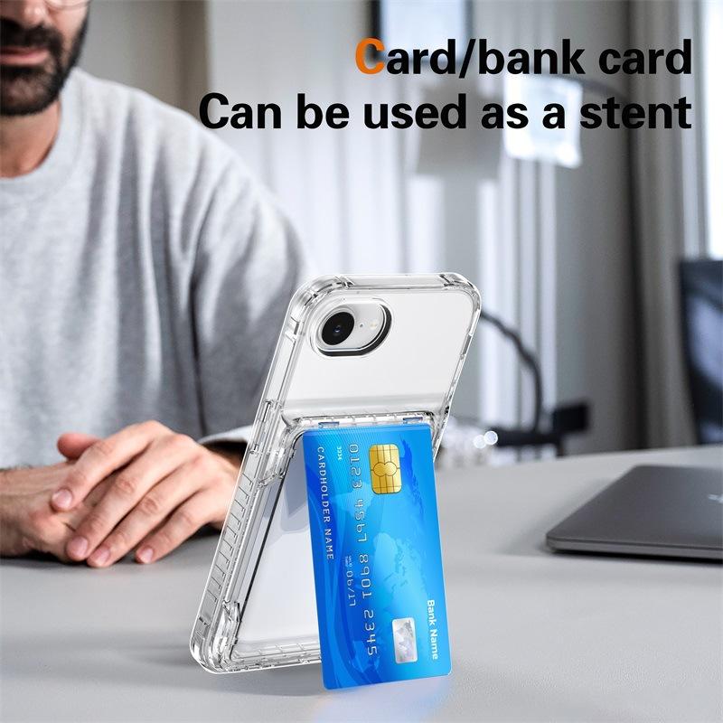Použitelné pro iPhone16e Průhledné pouzdro na mobilní telefon 15Pro Set Pivní Flip Karta Apple 14 Ochranné pouzdro proti pádu 3