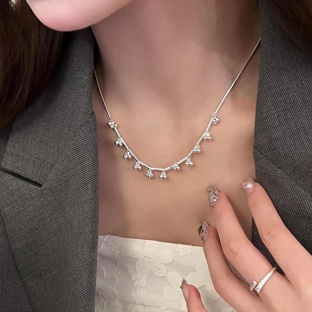 

Women s Silver Small Grape Simple Bead Necklace Small Grape