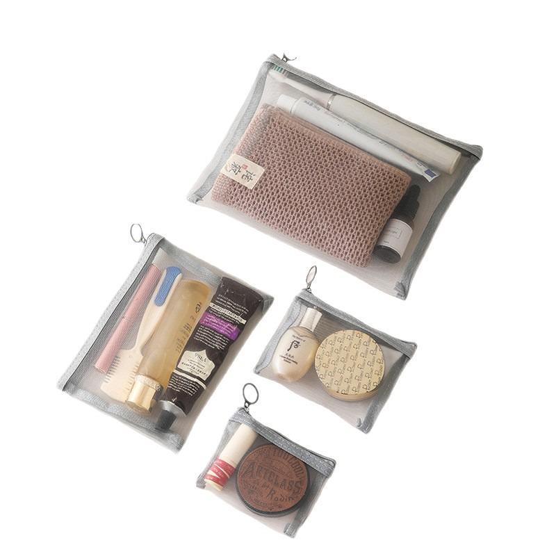 Large Clear Mesh Cosmetic Organizer Bag - Portable & Spacious Toiletries Storage