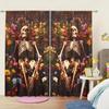 2pcs Romantic Flower Skeleton Printed Curtain for Home Decor - Rod Pocket Window Treatment for Bedroom   Office   Kitchen