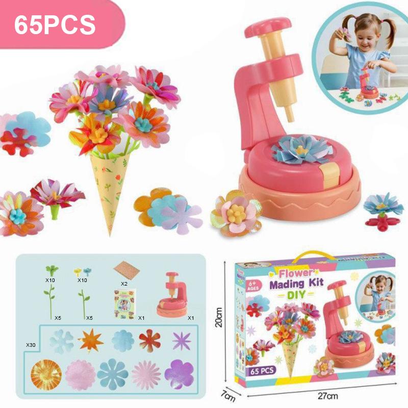 Flower Bouquets Toys Handmade DIY Craft Kits Toys Embossing Machine Toys Parent Child Interactive Puzzle Toy Xmas Girls Gifts
