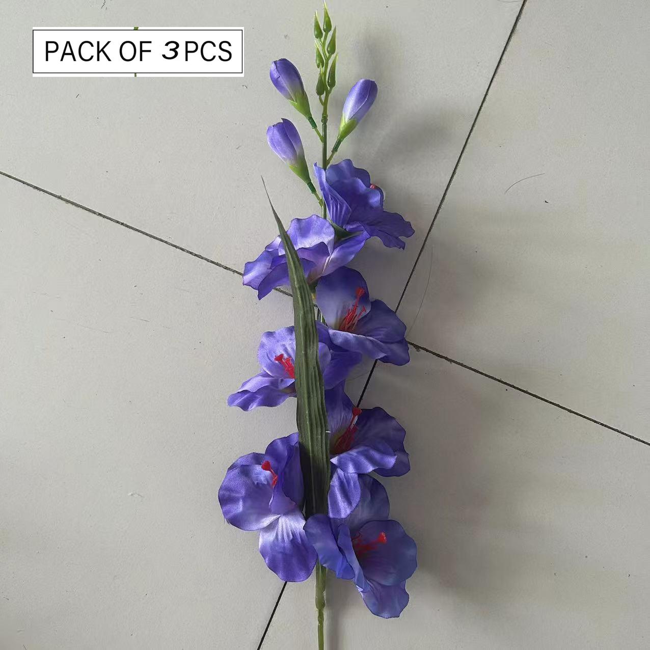 6PCS Gladiolus Artificial Flowers Stems, Fake Silk Orchids Dendrobium for DIY Flower Wall, Wedding Party Decor, Home Vase Arrangement Home Decor 3pcs