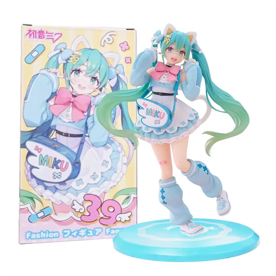 Hatsune Miku Cat Angel Figure 19cm Cute Anime PVC Collectible with Hair Perfect Gift Cute Hatsune Miku Fancy Collectible