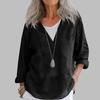 Mote Dame Casual Bomull Lin V-hals Langermet Genser Topp