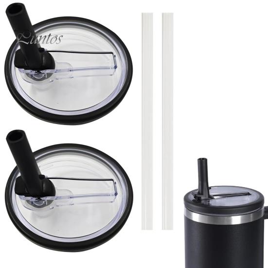 2Pcs 40 Oz Tumbler Flip Straw Lid Replacement Leak-Proof Spill Resistant Lids BPA-Free Reusable Cover for Cup