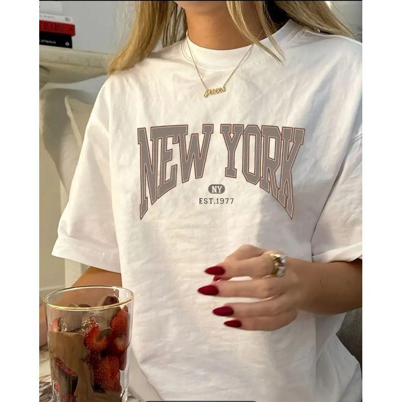 Fashion Wind New Arrival Fashion Loose Casual Print Cotton T-shirt Top Loose Printed T-shirt Top