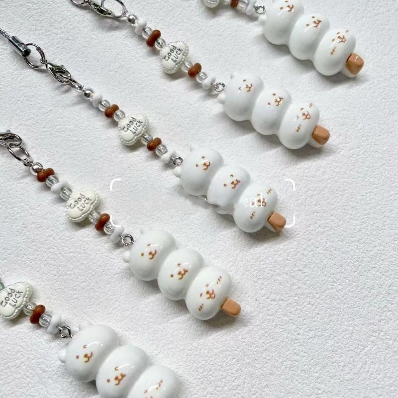 1 Piece Cartoon Animal Pendant Cute Stacked Ice Cream Bear Charm Phone Strap Anti-Lost Keychain Bag Decoration