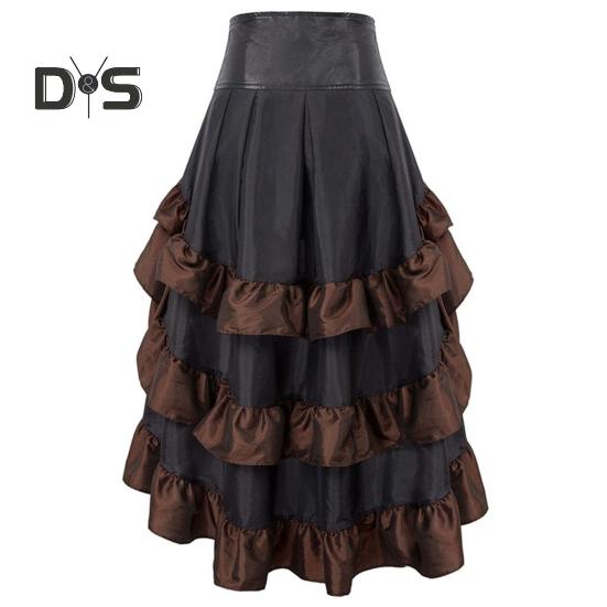 Dámská sukně Vysoký pas Nepravidelný volán Patchwork Barevně ladící Retro Roztroušený středověký královský styl Dámská maxi sukně funkční kostým