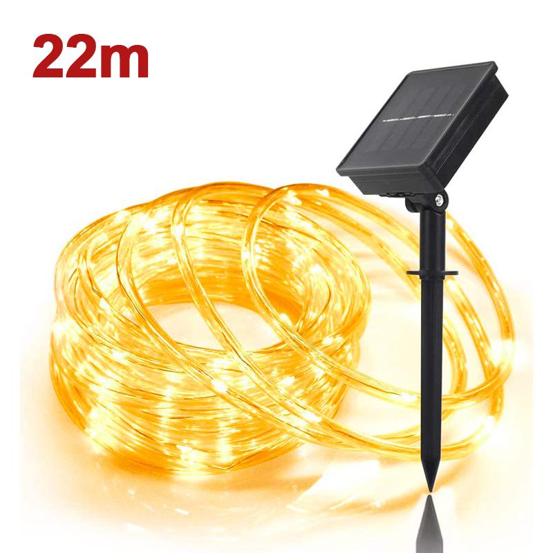7/12/22m LED Solar Light String Outdoor Waterproof Tri-color Decorative Lamp Garden Courtyard Villa Park Atmosphere Light String