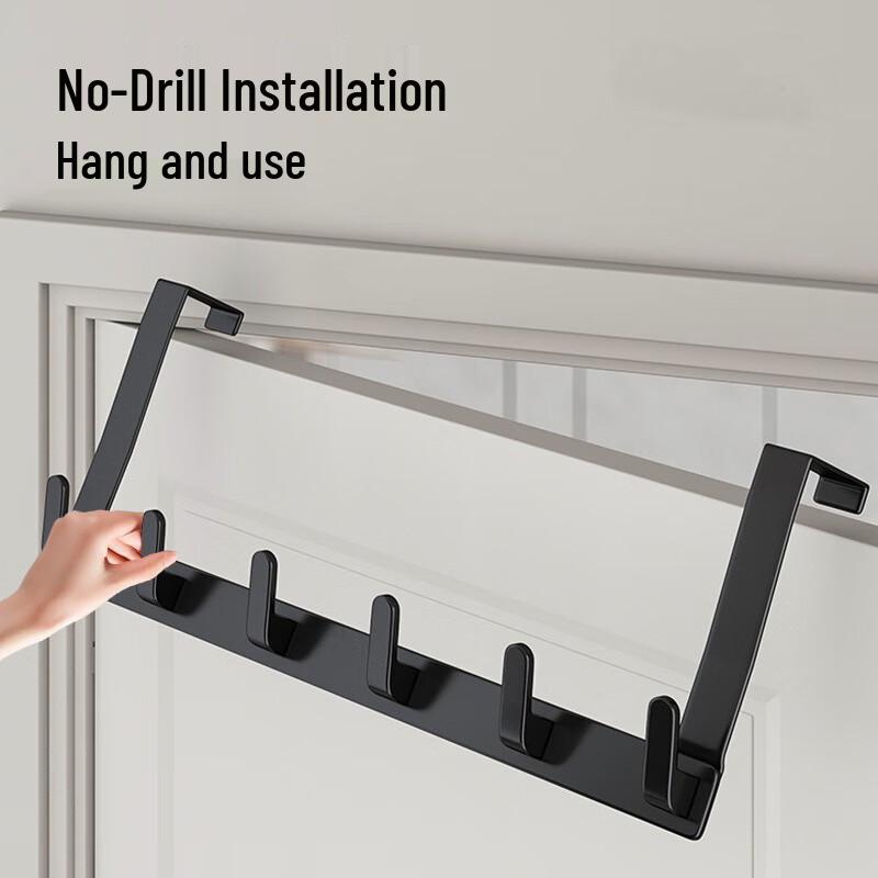Punch-Free Aluminum 6-Hook Door & Wall Hanger