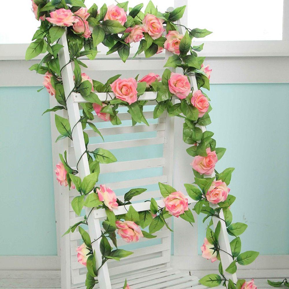 

Decorations Hanging Ornaments Green Leaves Garland Dried Flowers Vine Artificial Flower Rose шампанського/рожевий