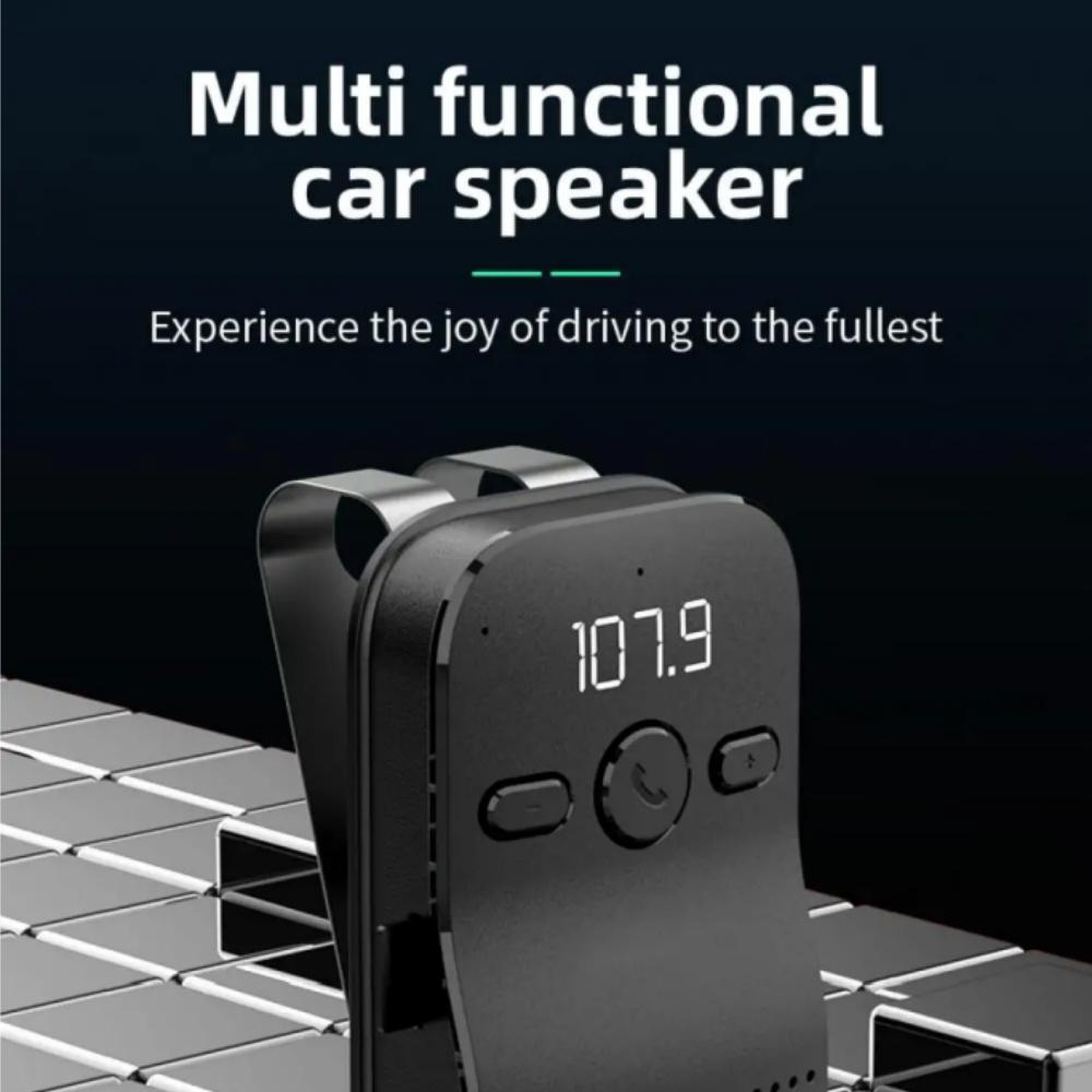 Bluetooth 5.4 Speaker Handsfree Car Kit Sun Visor Clip Wireless Audio Receiver Speakerphone Loud Music Player Connect Dual Phone