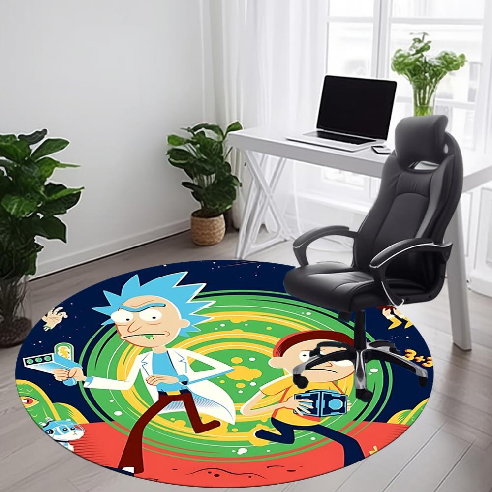 1pz Tappeto Rotondo Ufficio Rick "Morty", Sotto Sedie Ufficio Camera da Letto Soggiorno Decorazione Casa, Decorazione Stanza, Disponibile in Varie Misure