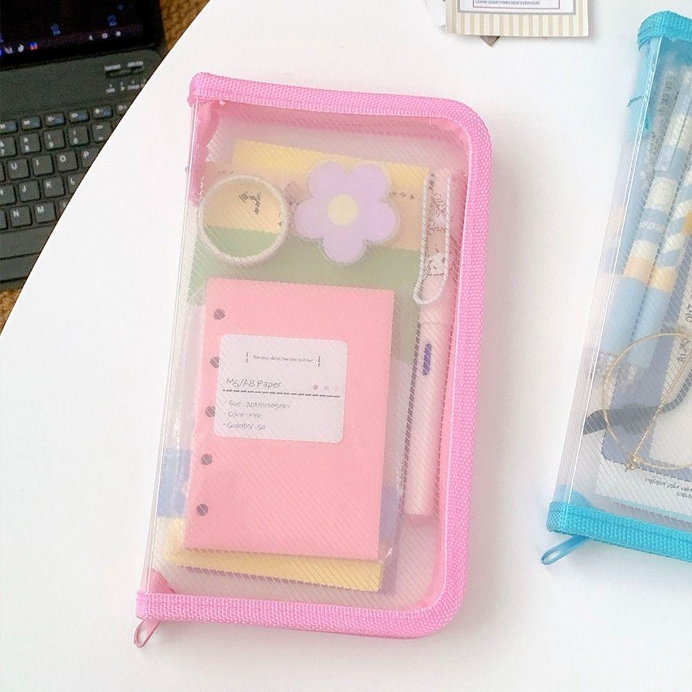 A6 Transparent Zipper Pouch Multifunctional Stationery Organizer Pouch File Folder Bag Kids