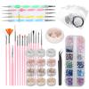 Nail Art Tool Set DIY Nail Brush Dotting Pen Rhinestones Decoration Tin Foil Paper Kit