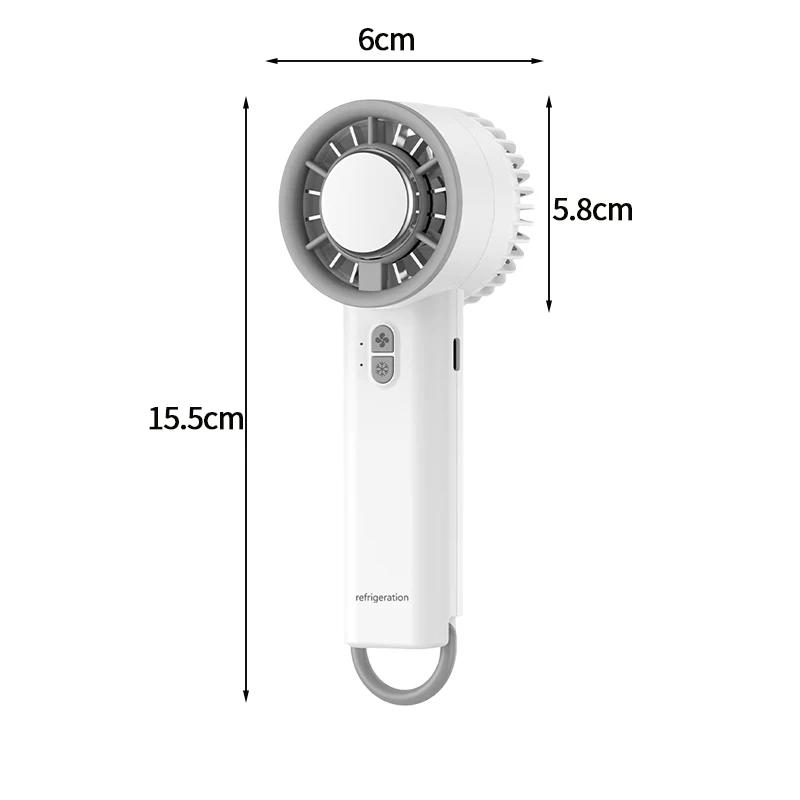 2025 Upgraded Electric Mini Fan Refrigeration Handheld Fan USB Rechargeable Portable Cooling Fan Air Cooler Icing White