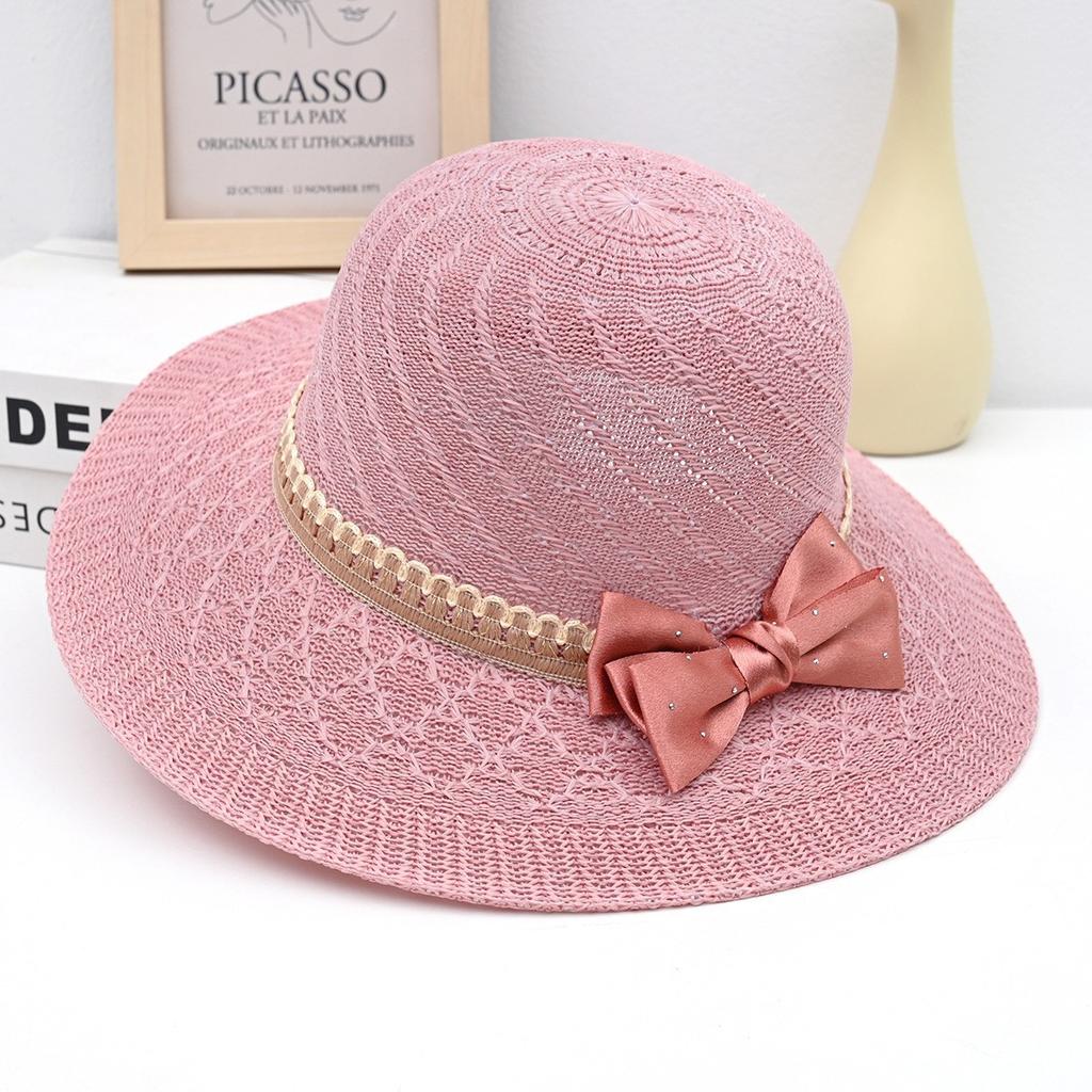 Summer new women's big edge straw hat bow breathable sunscreen sun hat outdoor UV protection sun hat