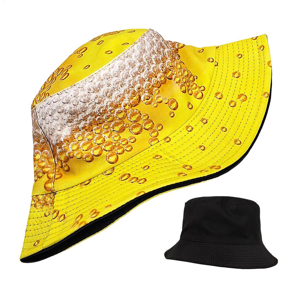 Bucket Hat Funny Beer Pattern Bucket Hat UV Protection Packable Oktoberfest Summer Caps for Mountaineering Strolls Cycling