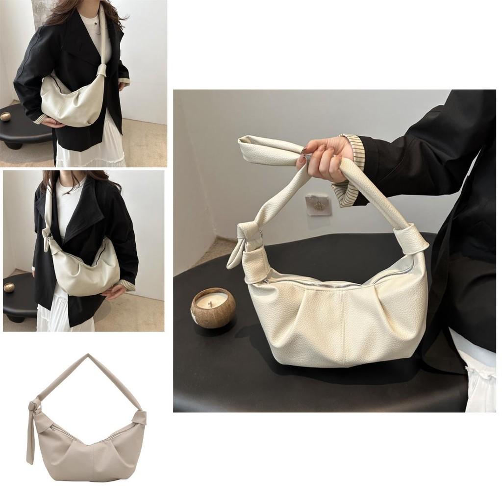Fashionable Large Pu Dumpling Shoulder Bag With Pleated Design And Soft Texture
