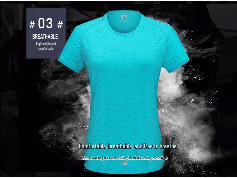 Women's Quick-Dry Mesh Printed Sports T-Shirt - Summer Round Neck, Short Sleeve, Sweat-Wicking, Ice Silk Fabric for Running & Fitness