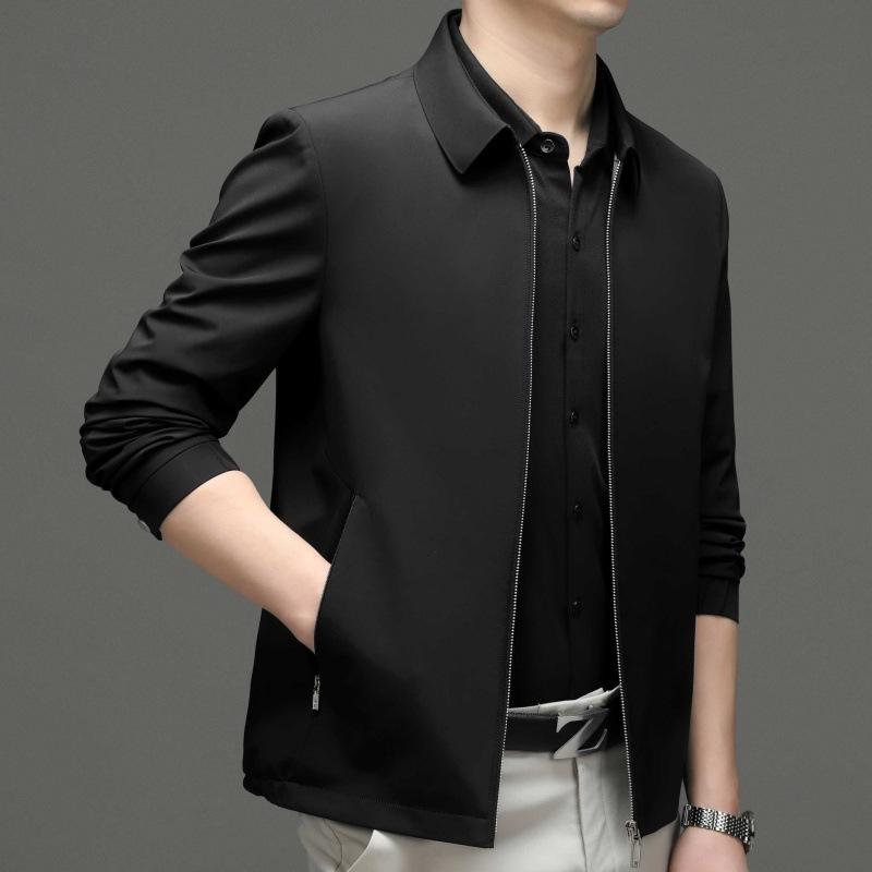 

Мужская куртка среднего возраста из шелка тутового шелкопряда, весна и осень, новая, деловая, повседневная, универсальная, тонкая, мужская куртка в стиле папы 185