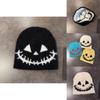 Halloween Themed Knit Cap With Fleece Lining For Autumn And Winter Fashion