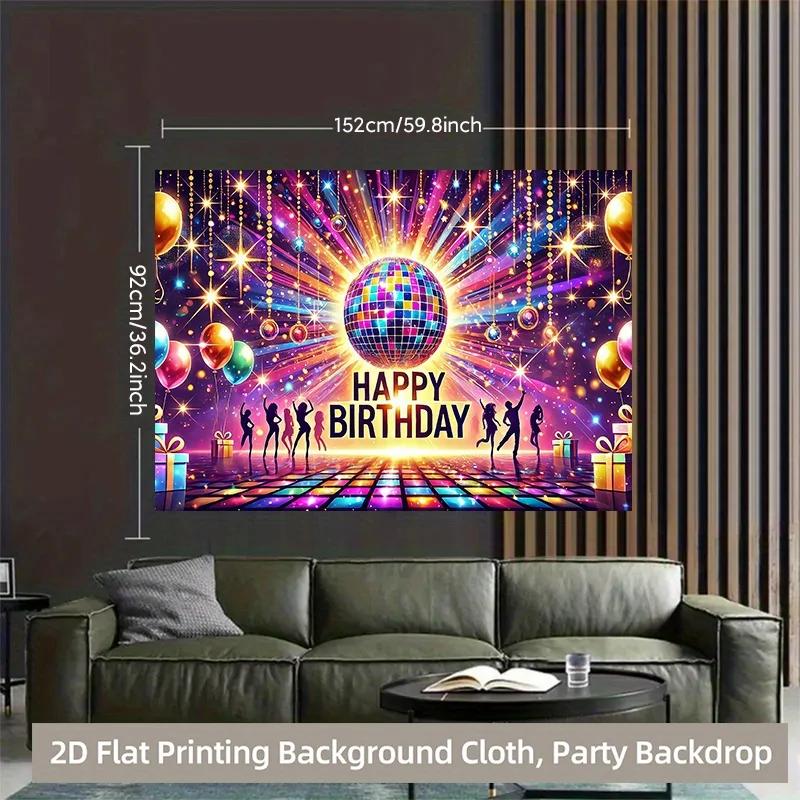 1 piece of 2D background fabric, birthday celebration polyester background fabric for the fun party