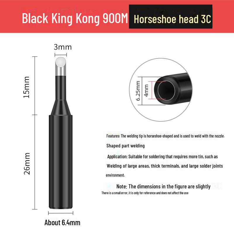 Vârf Fier de Lipit - 936 Vârf Potcoavă Diamant Negru, Durabil cu Excelent Flux de Cositor